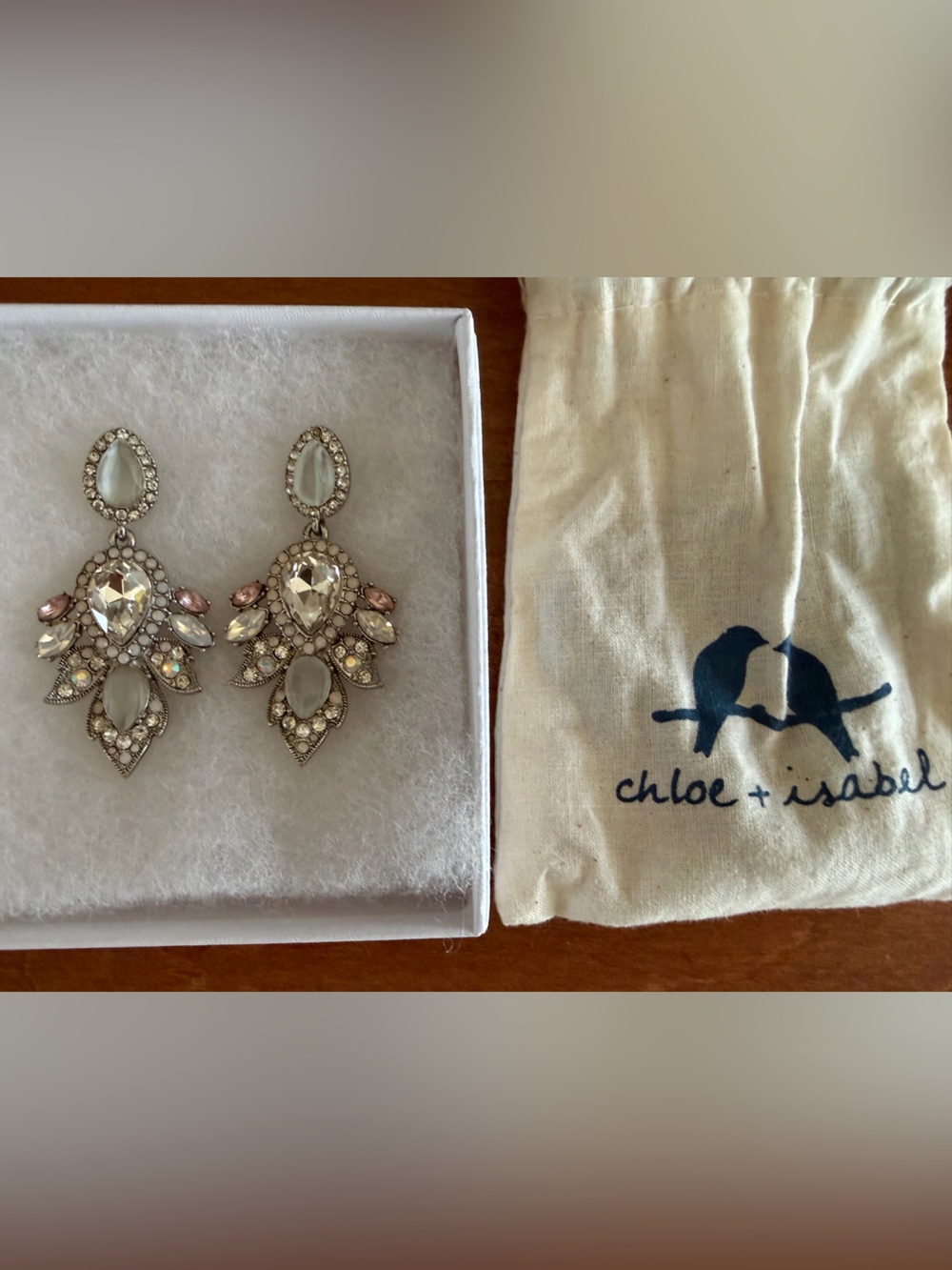 Chloe + Isabel Silver-Tone Crystal Earrings with Clear and Blush Accents